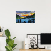 Sunset Scene on the Columbia River Poster (Thuiskantoor)