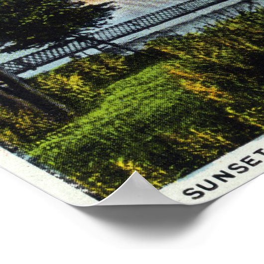 Sunset Scene op het meer Poster (Hoek)