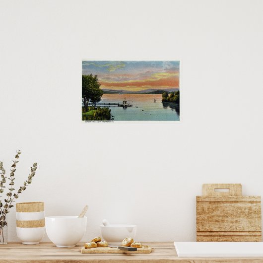 Sunset Scene op het meer Poster (Keuken)