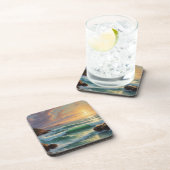 Sunset Seascape Schilderkunst Bier Onderzetter (Rechterzijde)