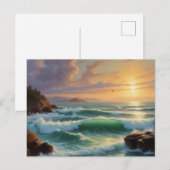 Sunset Seascape Schilderkunst Briefkaart (Voorkant / Achterkant)