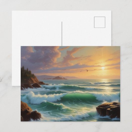 Sunset Seascape Schilderkunst Briefkaart (Voorkant / Achterkant)