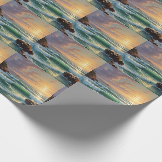 Sunset Seascape Schilderkunst Cadeaupapier (Hoek)