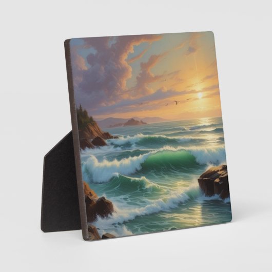 Sunset Seascape Schilderkunst Fotoplaat (Voorkant)