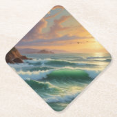 Sunset Seascape Schilderkunst Kartonnen Onderzetters (Voorkant)