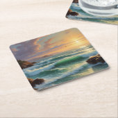 Sunset Seascape Schilderkunst Kartonnen Onderzetters (Schuin)