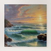 Sunset Seascape Schilderkunst Legpuzzel (Verticaal)