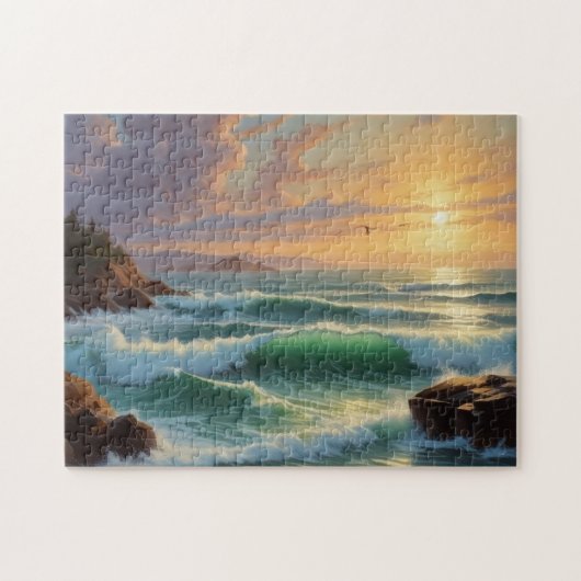 Sunset Seascape Schilderkunst Legpuzzel (Horizontaal)