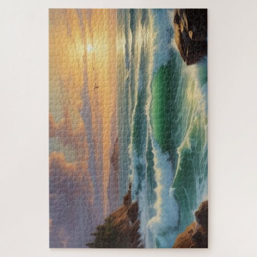 Sunset Seascape Schilderkunst Legpuzzel (Verticaal)