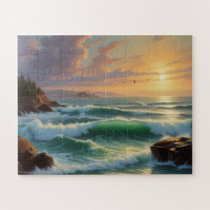 Sunset Seascape Schilderkunst Legpuzzel