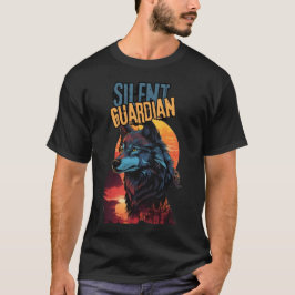 Sunset Sentinel: Blauwe wolf in de gloed van Natuu T-shirt