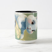 Sunset Serenade: Grazende Giraffes op de Savanne Tweekleurige Koffiemok (Center)