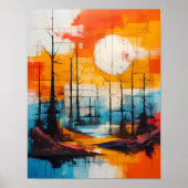 Sunset Serenity - Abstract landschap Poster (Voorkant)