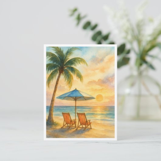 Sunset Serenity Beach Post Card Briefkaart (Staand voorkant)