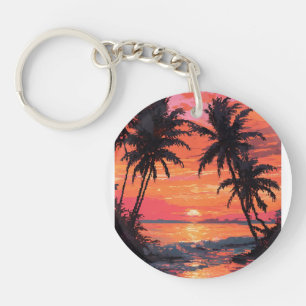 Sunset Serenity Beach Scène Sleutelhanger