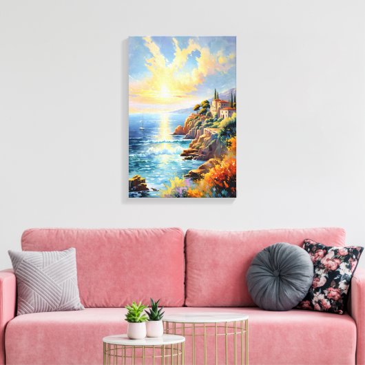 Sunset Serenity beroemd gemaakt door The Mediterra Canvas Afdruk (Insitu (Woonkamer))