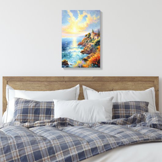 Sunset Serenity beroemd gemaakt door The Mediterra Canvas Afdruk (Insitu (Slaapkamer))