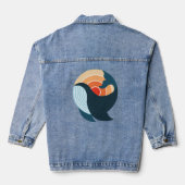 Sunset Serenity: Een walvis sprong in retro kleure Denim Jacket (Achterkant)