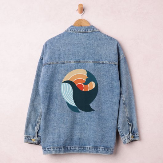 Sunset Serenity: Een walvis sprong in retro kleure Denim Jacket (Hangar)