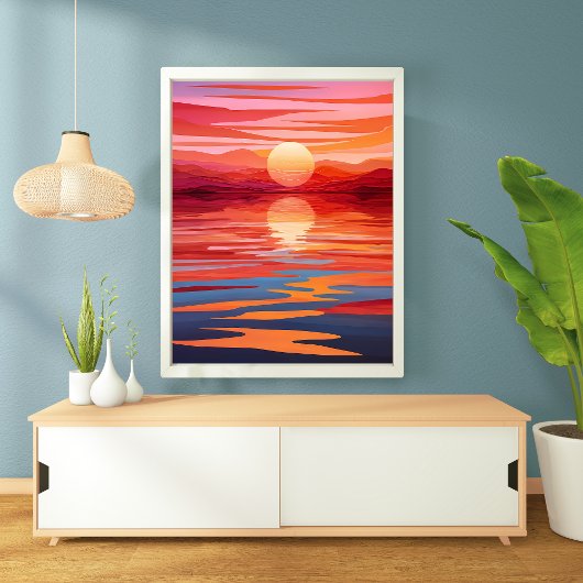 Sunset Serenity - Levendige landschapskunst Poster