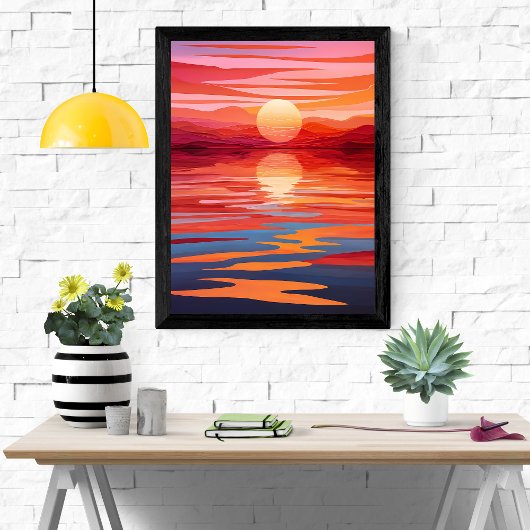 Sunset Serenity - Levendige landschapskunst Poster
