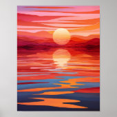 Sunset Serenity - Levendige landschapskunst Poster (Voorkant)