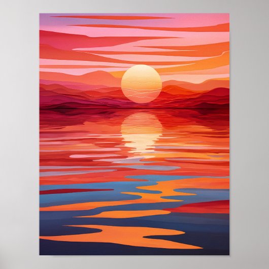 Sunset Serenity - Levendige landschapskunst Poster (Voorkant)