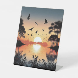 Sunset Serenity Reclamebord Met Voetstuk