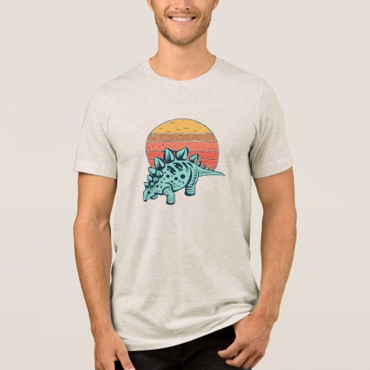 Sunset Serenity: Retro Stegosaurus T-Shirt (Voorkant)