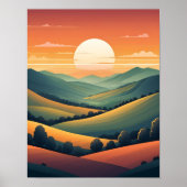 Sunset Serenity: Rolling Hills Landschap Poster (Voorkant)