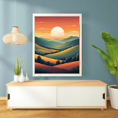 Sunset Serenity: Rolling Hills Landschap Poster