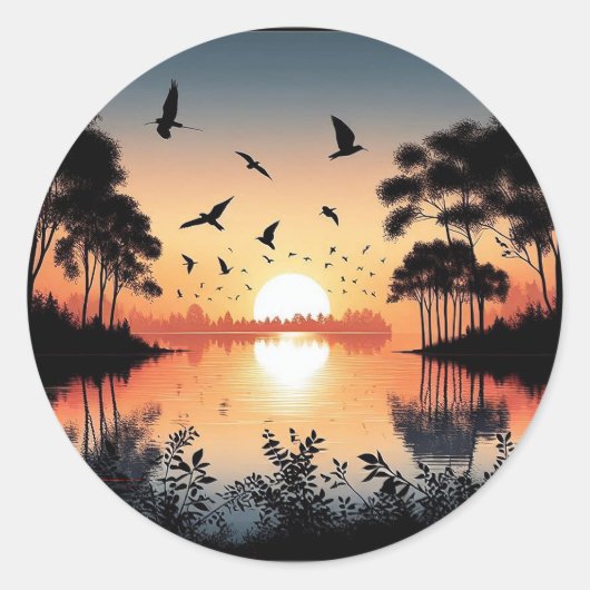 Sunset Serenity Ronde Sticker (Voorkant)