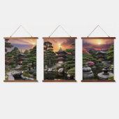 Sunset-serie Japanse tuin Hangend Wandkleed (Driedubbel)
