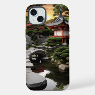Sunset-serie Japanse tuin iPhone 15 Plus Case