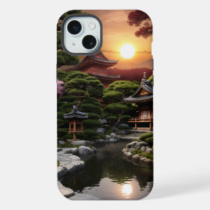 Sunset-serie Japanse tuin iPhone 15 Plus Case