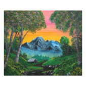 Sunset Shack in Mountain Forest Foto Afdruk (Voorkant)