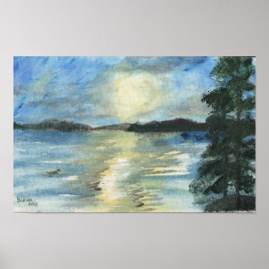 Sunset Shimmering in Bellgrade Lakes, Maine Print (Voorkant)