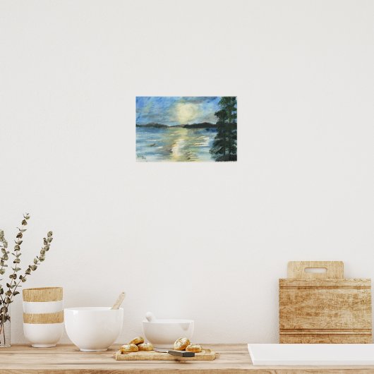 Sunset Shimmering in Bellgrade Lakes, Maine Print (Keuken)