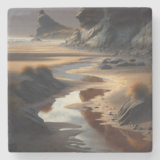 Sunset Shore Stenen Onderzetter (Voorkant)