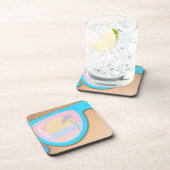 Sunset Shore Sunbril Geweldige Retro Illustratie Onderzetter (Rechterzijde)