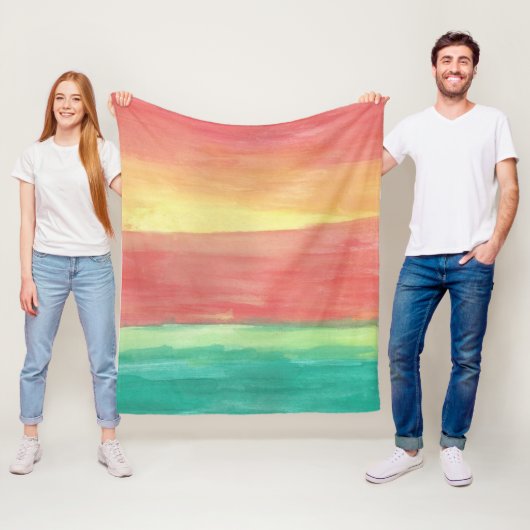 Sunset Shores Abstracte Art Fleece Deken (In situ)