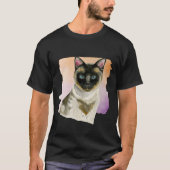 Sunset Siamese Cat Elegant Waterverf Painting T-shirt (Voorkant)