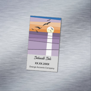 Sunset Sidewalk Sale Magnet · Zomer Promotie Magnetisch Visitekaartje