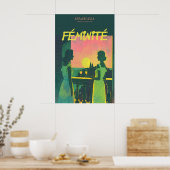 Sunset Silhouette Art Print Retro Femininity (Keuken)