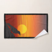 Sunset Silhouette Black Bird- Raven Bad Handdoek (Handdoek)