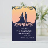 Sunset Silhouette Bride Groom Weddenschap Bedankt (Staand voorkant)