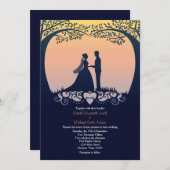 Sunset Silhouette Bride Groom Wedding Invitation Kaart (Voorkant / Achterkant)