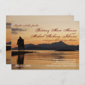 Sunset Silhouette Couple Lake Wedding Invitations Kaart (Voorkant / Achterkant)