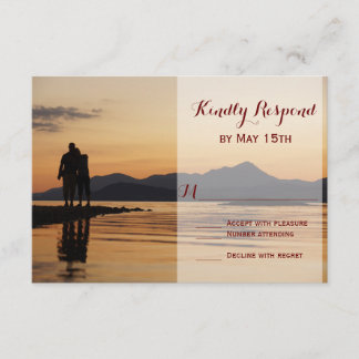 Sunset Silhouette Couple Lake Wedding RSVP-kaarten RSVP Kaartje