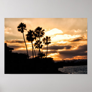 Sunset Silhouette in San Diego Poster